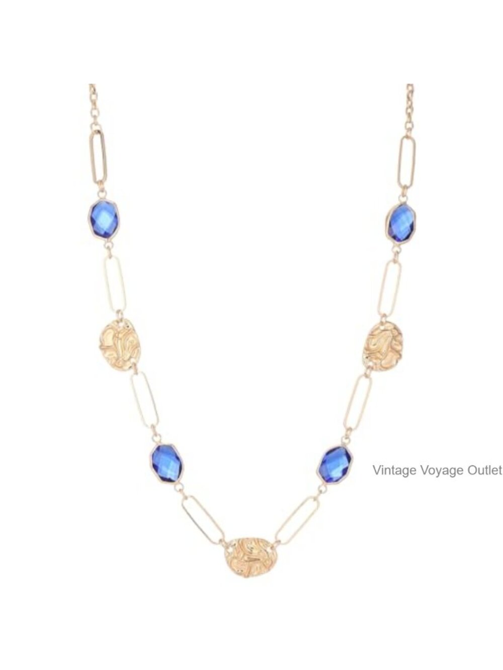 Long Gold Chunky Crystal Beaded Statement Necklace for Women Boho Paperclip